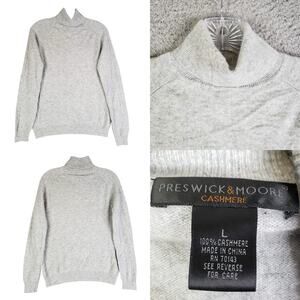 Preswick & Moore Sweater Large Cashmere Quiet Luxury Gray TurtleneckPullover